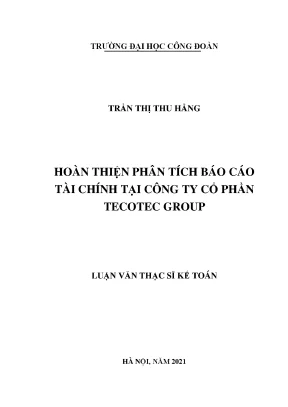 Luận văn thạc sĩ kế toán hoàn thiện phân tích báo cáo tài chính tại công ty cổ phần tecotec group