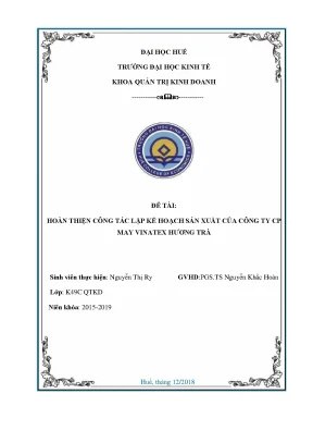 Khóa luận hoàn thiện công tác lập kế hoạch sản xuất của công ty cp may vinatex hương trà