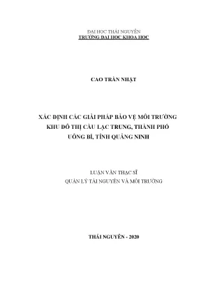 Luận văn thạc sĩ hay xác định các giải pháp bảo vệ môi trường khu đô thị cầu lạc trung thành phố uông bí tỉnh quảng ninh