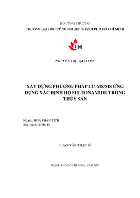 Xây dựng phương pháp lc ms ms ứng dụng xác định họ sulfonamide trong thủy sản