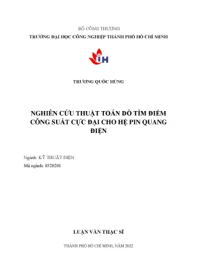 Nghiên cứu thuật toán dò tìm điểm công suất cực đại cho hệ pin quang điện