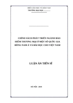 Luận án chính sách phát triển ngành bảo hiểm thương mại ở các quốc gia đông nam á và bài học cho việt nam