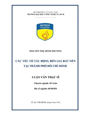 Luận văn thạc sĩ kế toán các yếu tố tác động đến giá đất nền tại thành phố hồ chí minh