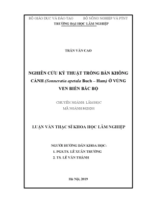 Luận văn thạc sĩ hay nghiên cứu kỹ thuật trồng bần không cánh sonneratia apetala buch ham ở vùng ven biển bắc bộ