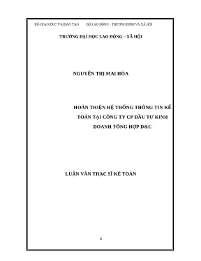 Luận văn thạc sỹ hoàn thiện hệ thống thông tin kế toán tại công ty cp đầu tư kinh doanh tổng hợp dc