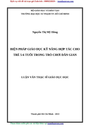 Luận văn biện pháp giáo dục kỹ năng hợp tác cho trẻ 5 6 tuổi trong trò chơi dân gian