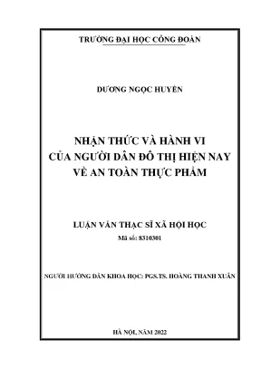 Nhận thức và hành vi của người dân đô thị hiện nay về an toàn thực phẩm