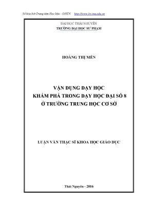Luận văn thạc sĩ hay vận dụng dạy học khám phá trong dạy học đại số 8 ở trường trung học cơ sở