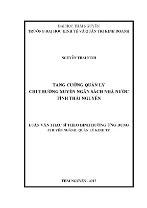Luận văn thạc sĩ hay tăng cường quản lý chi thường xuyên ngân sách nhà nước tỉnh thái nguyên