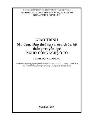 Giáo trình bảo dưỡng và sửa chữa hệ thống truyền lực nghề công nghệ ô tô cao đẳng 2
