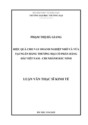 Luận văn thạc sĩ hiệu quả cho vay doanh nghiệp nhỏ và vừa tại ngân hàng thương mại cổ phẩn hàng hải việt nam chi nhánh bắc ninh