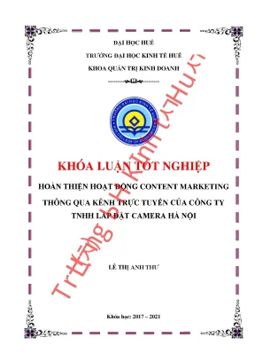 Khóa luận hoàn thiện hoạt động content marketing thông qua kênh trực tuyến của công ty tnhh lắp đặt camera hà nội
