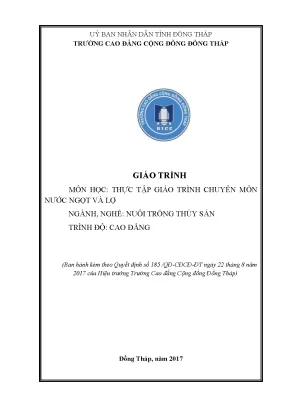 Giáo trình thực tập giáo trình chuyên môn nước ngọt và lợ nghề nuôi trồng thuỷ sản cao đẳng