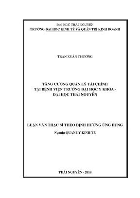 Luận văn thạc sĩ hay tăng cường quản lý tài chính tại bệnh viện trường đh y khoa đại học thái nguyên