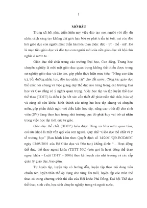 Luận án nghiên cứu giải pháp phát triển thể thao ngoại khóa cho sinh viên trường đại học tây bắc