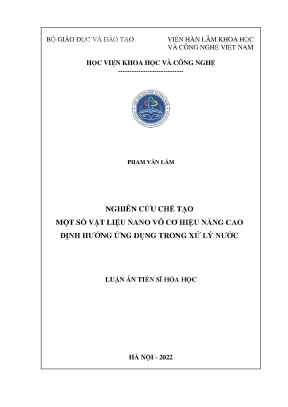 Luận án tiến sĩ nghiên cứu chế tạo một số vật liệu nano vô cơ hiệu năng cao định hướng ứng dụng trong xử lý nước