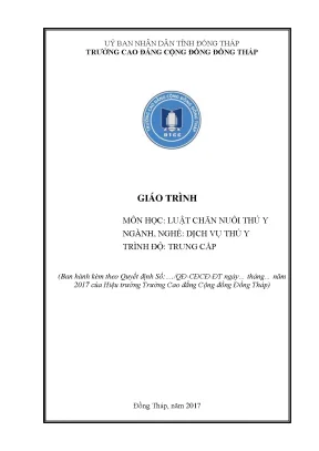 Giáo trình luật chăn nuôi thú y nghề dịch vụ thú y trung cấp