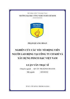 Luận văn thạc sĩ hay nghiên cứu các yếu tố động viên người lao động tại công ty cơ khí và xây dựng posco ec việt nam