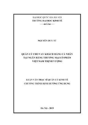 Luận văn thạc sĩ hay quản lý cho vay khách hàng cá nhân tại ngân hàng thương mại cổ phần việt nam thịnh vượng