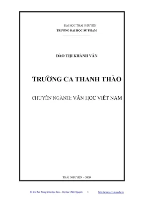 Luận văn thạc sĩ văn học việt nam trường ca thanh thảo