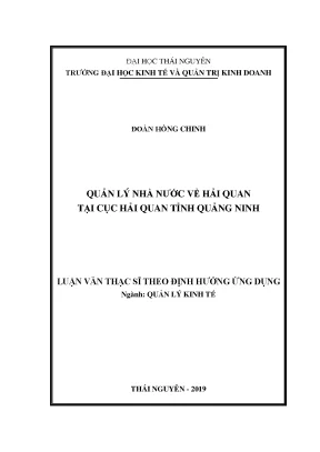 Luận văn thạc sĩ hay quản lý nhà nước về hải quan tại cục hải quan tỉnh quảng ninh