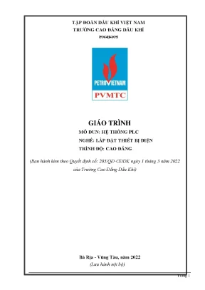 Giáo trình hệ thống plc nghề lắp đặt thiết bị điện cao đẳng trường cao đẳng dầu khí