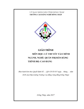 Giáo trình lý thuyết tài chính nghề quản trị bán hàng cao đẳng