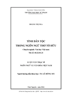 Luận văn thạc sĩ hay tính dân tộc trong ngôn ngữ thơ tố hữu