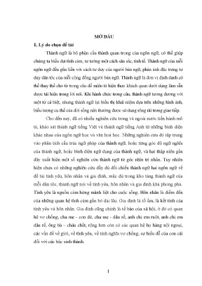 Luận án đối chiếu thành ngữ việt anh về tình yêu hôn nhân và gia đình