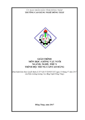 Giáo trình giống vật nuôi nghề thú y cđtc