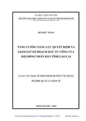Luận văn thạc sĩ hay tăng cường năng lực quyết định và giám sát kế hoạch đầu tư công của hđnd tỉnh lào cai