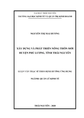 Luận văn thạc sĩ hay xây dựng và phát triển nông thôn mới huyện phú lương tỉnh thái nguyên