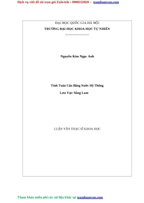 Luận văn thạc sỹ tính toán cân bằng nước hệ thống lưu vực sông lam