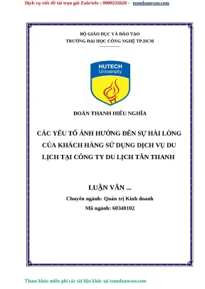 Luận văn các yếu tố ảnh hưởng đến sự hài lòng của khách hàng sử dụng dịch vụ du lịch tại công ty