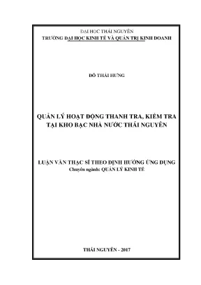 Luận văn thạc sĩ hay quản lý hoạt động thanh tra kiểm tra tại kho bạc nhà nước thái nguyên