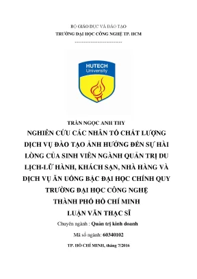 Luận văn thạc sĩ hay nghiên cứu các nhân tố chất lượng dịch vụ đà tạo ảnh hưởng đến sự hài lòng của sinh viên ngành quản trị du lịch lữ hành khách sạn nhà hàng và dịch vụ ăn uống
