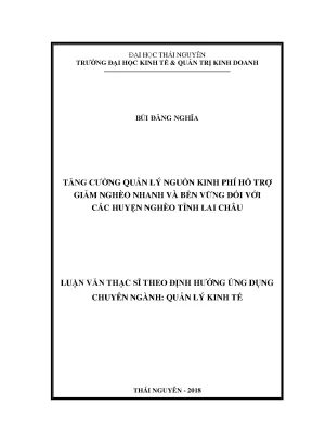 Luận văn thạc sĩ hay tăng cường quản lý nguồn kinh phí hỗ trợ giảm nghèo nhanh và bền vững đối với các huyện nghèo tỉnh lai châu