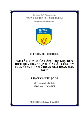 Luận văn thạc sĩ hay sự tác động của hàng tồn kho đến hiệu quả hoạt động của các công ty trên sàn chứng khoán giai đoạn 2006 2013