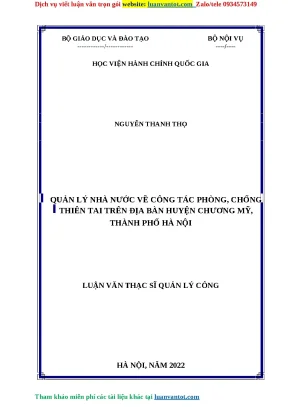 Quản lý nhà nước về công tác phòng chống thiên tai trên địa bàn huyện chương mỹ thành phố hà nội luận văn thạc sĩ quản lý công hà nội
