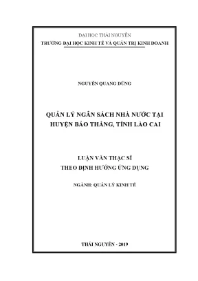 Luận văn thạc sĩ hay quản lý nsnn tại huyện bảo thắng tỉnh lào cai