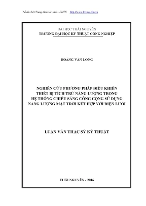 Luận văn thạc sĩ hay nghiên cứu phương pháp điều khiển thiết bị tích trữ năng lượng trong hệ thống chiếu sáng công cộng sử dụng năng lượng mặt trời kết hợp với điện lưới