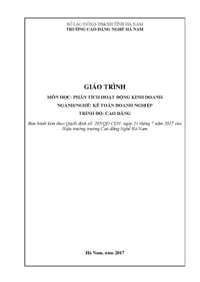 Giáo trình môn học phân tích hoạt động kinh doanh ngànhnghề kế toán