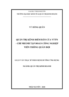 Luận văn thạc sĩ hay quản trị kênh điểm bán của viettel thái nguyên chi nhánh tập đoàn công nghiệp viễn thông quân đội
