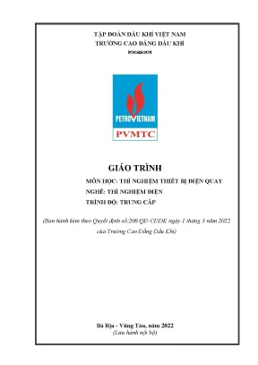 Giáo trình thí nghiệm thiết bị điện quay nghề thí nghiệm điện trung cấp trường cao đẳng dầu khí
