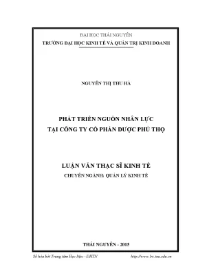 Luận văn thạc sĩ hay phát triển nguồn nhân lực tại công ty cổ phần dược phú thọ