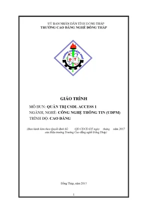 Giáo trình quản trị cơ sở dữ liệu access 1 nghề công nghệ thông tin cao đẳng