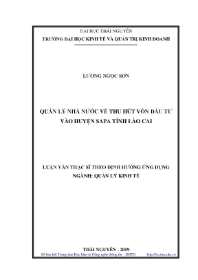 Luận văn thạc sĩ hay quản lý nhà nước về thu hút vốn đầu tư vào huyện sapa tỉnh lào cai