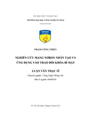 Luận văn thạc sĩ công nghệ thông tin nghiên cứu mạng nơron nhân tạo và ứng dụng vào trao đổi khóa bí mật
