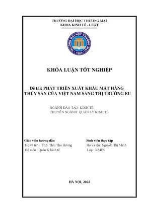 Khóa luận phát triển xuất khẩu mặt hàng thủy sản của việt nam sang thị trường eu