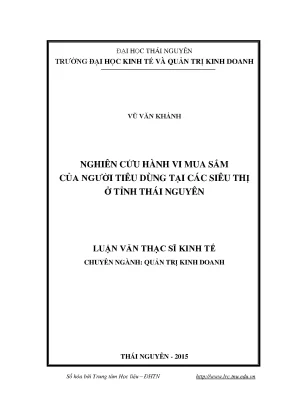 Luận văn thạc sĩ hay nghiên cứu hành vi mua sắm của người tiêu dùng tại các siêu thị ở tỉnh thái nguyên